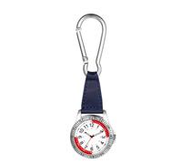 JewelryWe Karabineruhr Pulsmesser Taschenuhr mit Karabiner: Silber Analog Quarz Schwesternuhr Echtleder Band Outdoor Rucksack Uhr für Krankenschwester Ärzte Radfahrer Kletterer
