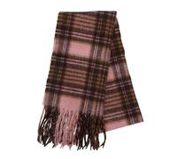 JewelryWe Karierter Winterschal Damen Herren: Boho Oversized Kaschmir-Imitat Schal XXL 200x45cm Mode Kariertes Muster Dick Warm Deckenschal Unisex Fransen Poncho für Winter Herbst, Rosa
