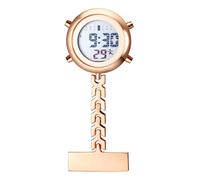 JewelryWe Krankenschwesteruhr Digitale Taschenuhr mit Clip: Rosegold Elektronische Digitaluhr Multifunktionale Ärzte Krankenschwester Uhr Arbeitsuhr mit Kalender, Alarm, Stoppuhr