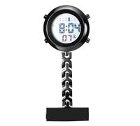 JewelryWe Krankenschwesteruhr Digitale Taschenuhr mit Clip: Schwarz Elektronische Digitaluhr Multifunktionale Ärzte Krankenschwester Uhr Arbeitsuhr mit Kalender, Alarm, Stoppuhr