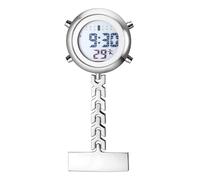 JewelryWe Krankenschwesteruhr Digitale Taschenuhr mit Clip: Silber Elektronische Digitaluhr Multifunktionale Ärzte Krankenschwester Uhr Arbeitsuhr mit Kalender, Alarm, Stoppuhr
