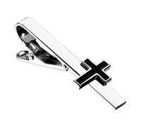 JewelryWe Krawattenklammer mit Kreuz Herren: Elegante Krawattennadel für Anzug Business Hochzeit Metall Krawatten Halter Tie Clip 5,5cm Konfirmation Kommunion Religionsschmuck für Männer