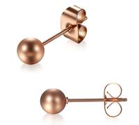 JewelryWe Kugel Ohrstecker für Damen Herren: 5mm Rosegold Edelstahl Kugelohrringe Perlen Gestüt Ohrringe Klassische Kleine Kugelohrstecker Hypoallergene Unisex Ohrschmuck Geschenk