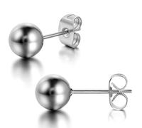 JewelryWe Kugel Ohrstecker für Damen Herren: 7mm Silber Edelstahl Kugelohrringe Perlen Gestüt Ohrringe Klassische Kleine Kugelohrstecker Hypoallergene Unisex Ohrschmuck Geschenk