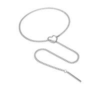 JewelryWe Lariat Halskette Choker Damen: Edelstahl Verstellbare Y-Kette Lang 80cm Punk Wickelkette Gliederkette mit Herz Anhänger Sexy Lasso Kette Slip Chain Schmuck für Frauen Mädchen, Silber