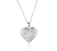 JewelryWe Lebensbaum Herz Medaillon Kette: Damen Edelstahl Herz Foto Medaillon zum öffnen Baum des Lebens Photo Bilder Amulett Anhänger Herzanhänger Halskette Silber Geschenk für Frau Freundin Mädchen