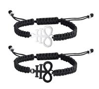 JewelryWe Leviathan Kreuz Satanisches Armband: 2 Stück Edelstahl Baphomet Leviathan Kreuz Handgefertigt Geflochten Seil Einstellbar Armreif Satan Talisman Amulett Religiöse Schmuck für Herren Damen