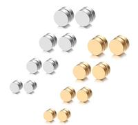 JewelryWe Magnetische Ohrstecker Edelstahl Non-piercing - 8 Paar Magnet Ohrringe für Herren Damen Kreis Rund Magnetohrringe Fake Plug Tunnel Ohrclips Clip on Ohrringe Ohne Ohrloch Ohrstecker 6-12mm