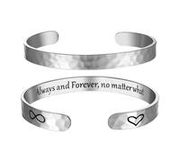 JewelryWe Motivierend Armreif Armband für Damen: Silber Edelstahl Offene Armspange mit Gravur Always and Forever, no Matter What Inspirierend Schmuck Geschenk für Freundin Mutter Tochter Schwester