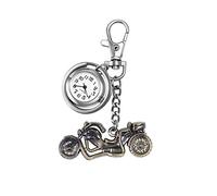JewelryWe Motorrad Karabiner Uhr mit Schlüsselanhänger: Bronze Karabineruhr Taschenuhr mit Halbjäger Motorrad Anhänger Vintage Analog Quarz Rucksack Clip Uhr Steampunk Biker Geschenk für Herren Damen