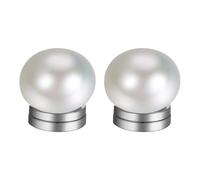 JewelryWe Perlen Magnet Ohrringe für Damen: 10mm Edelstahl Magnetische Ohrstecker Non-Piercings Perlenohrringe Weiß Rund Perle Ohrclips Ohne Ohrlöcher Schmuck Geschenk für Frauen Mädchen Silber
