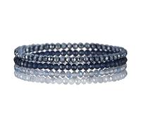 JewelryWe Perlenarmband Damen Elastisch Armband: 4er-Pack Blau Boho Kristall Perlen Stretch-Armband Mehrschichtiges Steine Stapelbare Armkette Armreif Geschenk für Frau Freundin