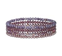 JewelryWe Perlenarmband Damen Elastisch Armband: 4er-Pack Lila Boho Kristall Perlen Stretch-Armband Mehrschichtiges Steine Stapelbare Armkette Armreif Geschenk für Frau Freundin