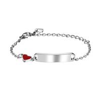 JewelryWe Personalisiert Armband Kinder Baby Edelstahl Hochglanz Poliert Figarokette Kinderarmband Babyarmband Armkette mit Gravur für Junge Mädchen