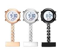JewelryWe Personalisierte Krankenschwesteruhr Digitale Taschenuhr: 3 Stück Elektronische Digitaluhr mit Gravur Multifunktionale Ärzte Krankenschwester Clip on Uhr mit Kalender, Alarm, Stoppuhr