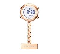 JewelryWe Personalisierte Krankenschwesteruhr Digitale Taschenuhr: Rosegold Elektronische Digitaluhr mit Gravur Multifunktionale Ärzte Krankenschwester Clip on Uhr mit Kalender, Alarm, Stoppuhr