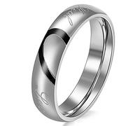 JewelryWe Ringe Herren Herz Edelstahl: Herren-Ring Semi Herz Partnerringe Freundschaftsringe Verlobung Hochzeit Band Männer Ring mit Gravur Schwarz Silber Größe 67 - mit Geschenk Tüte