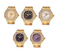 JewelryWe Ringuhr Fingeruhr Damen Uhren - 5pcs Gold Quadrat Quarz Analoge Verstellbar Metall Ring Uhr Frauen Glitzer Strass Fingerringuhr Uhrenring mit Rechteckigem Zifferblatt, 5 Farben Set