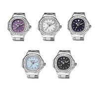 JewelryWe Ringuhr Fingeruhr Damen Uhren - 5pcs Silber Quadrat Quarz Analoge Verstellbar Metall Ring Uhr Frauen Glitzer Strass Fingerringuhr Uhrenring mit Rechteckigem Zifferblatt, 5 Farben Set