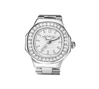 JewelryWe Ringuhr Fingeruhr Damen Uhren - Silber Quadrat Quarz Analoge Verstellbar Metall Ring Uhr Frauen Glitzer Strass Fingerringuhr Uhrenring mit Weiß Rechteckigem Zifferblatt