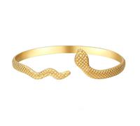 JewelryWe Schlange Armreif Armband Damen: Gold Schlangenarmband Schlangenarmreif offener Armspange Wickelarmband Bypass-Armband verstellbar Manschette Armschmuck für Frauen Mädchen