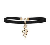 JewelryWe Schlange Halsband Samt Choker: Punk Gold Schlange Anhänger Halskette Kette Kurze Schwarze Samt Halskette Stretch Band Kragen Halskette Gothic Schlangenhalskette Schmuck für Frauen Mädchen