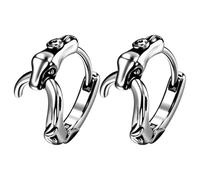 JewelryWe Schlangen Creolen Ohrringe Herren: Silber Edelstahl 3D Ouroboros Schlange Huggie Aufklappbare Creolen Klein Schlangenohrringe Gothic Punk Rock Tier Schmuck Geschenk für Männer Frauen