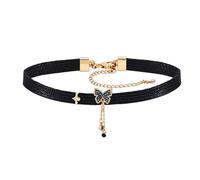 JewelryWe Schmetterling Choker Halskette Damen: Gothic Halsband mit Biene Quaste Anhänger Y2k Verstellbarerer Zirkonia Halsreif Kragen Natur Style Schmuck Geschenk für Frauen Mädchen Festival Party