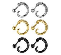 JewelryWe Schmuck 3 Paare Herren Ohrstecker Damen Edelstahl Octopus Tentakel Ohrringe Ohrpiercing Vatertag Muttertag Geschenk