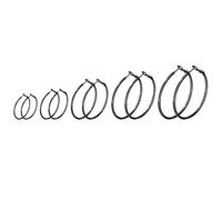 JewelryWe Schmuck 5 Paar Creolen Ohrringe Set Edelstahl Groß Rund Hängend Huggie Ohrringe Ohrhänger für Damen Mädchen, Durchmesser 30 40 50 60 70 mm, Schwarz