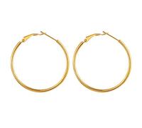 JewelryWe Schmuck Creolen Damen Edelstahl Hochglanz Poliert Große Ring Ohrringe Ohrhänger Ohrstecker Ohr-Piercings für Frauen Mädchen Gold- Durchmesser: 40 mm