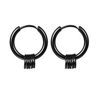 JewelryWe Schmuck Creolen Ohrringe Herren Damen Edelstahl Kreis Ringe Ohrhänger Klappcreolen Huggie, Schwarz/Gold/Silber, Durchmesser 15mm/17mm/19mm