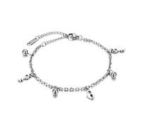 JewelryWe Schmuck Damen Armband Fußkettchen Edelstahl Schlüssel Herz Sperren Schloss Glöckchen Charmsarmband Fußkette Armkette Silber