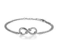 JewelryWe Schmuck Damen Armband Fußkettchen, Infinity Unendlichkeit Herz Lieben Zeichen Charm Fußkette Armkette Armreif, Zirkonia Diamant Edelstahl, Geschenke für Frauen Mädchen