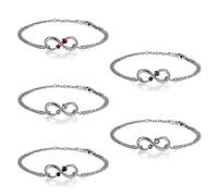 JewelryWe Schmuck Damen Armband Fußkettchen, Infinity Unendlichkeit Herz Lieben Zeichen Charm Fußkette Armkette Armreif, Zirkonia Diamant Edelstahl, Geschenke für Frauen Mädchen