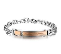 JewelryWe Schmuck Damen Armband, Lieben Freundschaftsarmband, The only one Forever Charms Armreif, Strass Edelstahl, Rose Gold Silber