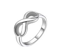 JewelryWe Schmuck Edelstahl Damen-Ring, Unendliche Liebe Symbol 8" Form, Versprechensringe Jahrestag Verlobung Hochzeit Band 8mm Breite Silber Größe 59