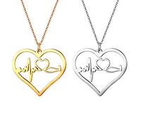 JewelryWe Schmuck Edelstahl Herzschlag Pulse Rhythmus EKG Herzfrequenz Hohl Herz Anhänger mit 45cm Kette, Krankenschwester Arzt Medizinische Stethoskop Charme Halskette für Damen, Gold Silber