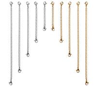 JewelryWe Schmuck Halskette Extender Armband Verlängerung Kette Edelstahl Extender Ketten für Schmuckherstellung, 10 Stück, Silbern und Golden