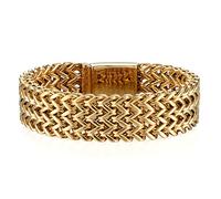 JewelryWe Schmuck Herren Armband, 19mm Breit Groß Schwer Hochglanz Poliert Panzerkette Gliederkette Armkette, Edelstahl, Gold, kostenlose Gravur
