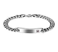 JewelryWe Schmuck Herren Armband Edelstahl Glänzend Poliert ID Tag Panzerkette Armkette Partnerarmband Freundschaftsarmband Valentinstag Paare Geschenk für Männer Junge Silber