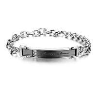 JewelryWe Schmuck Herren Armband, Lieben Freundschaftsarmband, The only one Forever Charms Armreif, Strass Edelstahl, Schwarz Silber