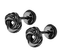 JewelryWe Schmuck Herren Damen Ohrstecker Edelstahl Keltischer Knoten Ohrringe Ohr-Piercing Schwarz