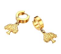 JewelryWe Schmuck Unisex Creolen, Edelstahl Baum des Lebens Lebensbaum Ohrringe Ohrstecker Ohrhänger Ohr-Piercing für Herren Damen, Gold