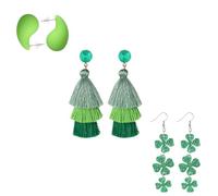JewelryWe St. Patrick's Day Ohrringe Damen: 3 Paar Grün Acryl Ohrringe Kleeblatt Tropfen Wassertropfen Quasten Irische Baumelnde Ohrringe Glücksbringer Ohrhänger Ohrstecker für Frauen Mädchen
