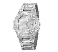 JewelryWe Uhren Damen Herren Analog Quarz Armbanduhr Elegant Quadrat Glitzer Strass Beiläufige Uhr mit Metall-Armband und Uhrenwerkzeug Silber