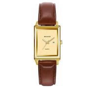 JewelryWe Uhren Damen Leder Rechteckig - Elegant Datum Kalender Analog Quarz Armbanduhr Frauen Lässige Uhr mit Rechteckigem Zifferblatt und Braun Leder Armband