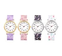 JewelryWe Uhren Damen Silikon Schwesternuhr: 4pcs 30M Wasserdicht Analog Quarz Armbanduhr Frauen Medizinische Muster Gummi Armband Uhr mit Digital Zifferblatt für Krankenschwester Ärzte Sanitäter