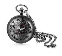 JewelryWe Vatertagsgeschenk Taschenuhr Herren Retro Flugzeug/Eule/Indianer Alter Mann/Kreuz Kettenuhr Analog Quarz Uhr Anhänger mit Halskette Kette Bronze Geschenk für Männer