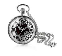 JewelryWe Vatertagsgeschenk Taschenuhr Herren Retro Flugzeug/Eule/Indianer Alter Mann/Kreuz Kettenuhr Analog Quarz Uhr Anhänger mit Halskette Kette Bronze Geschenk für Männer